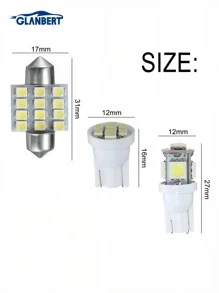 GLANBERT 13pcs/Set LED Lights White T10 Car Interior Light Bulb Reading Light 31mm Map Dome License Lamp
