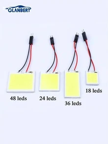 GLANBERT 4pcs Car Interior LED Lights - 18/24/36/48 SMD T10 4W 12V Reading Light COB Panel Lamp Bulbs For Dome Lighting