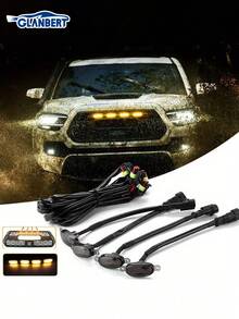 GLANBERT 1 Drag 3/4 Car LED Grid Light 4LED High Brightness Waterproof Amber Off-Road Vehicle Warning Light Pickup Truck Modified Lighting Light - Multicolor - View 6