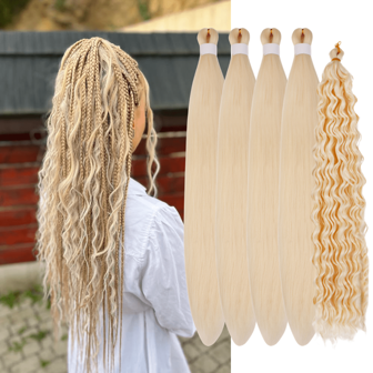 1 Set Of 5pcs 26-Inch Colorful Retro Pre-Stretched Synthetic Braiding Hair Extensions, Dual Color Blended. Soft And Lightweight, Suitable For Boho, Halloween, And Festivals. Easy To Install, Long-Lasting, Fits For Multi- Women's Hairstyle Extension