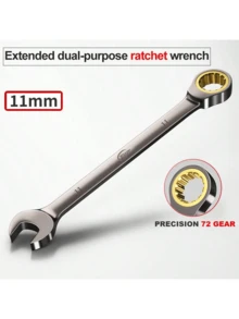 6mm-32mm 铬钒固定头棘轮扳手套装，固定头扳手，英制和公制单位组合扳手，72 齿活动头棘轮扳手，螺母修理工具，开口环形组合扳手修理手动工具，适用于汽车维修、家电制造、建筑施工