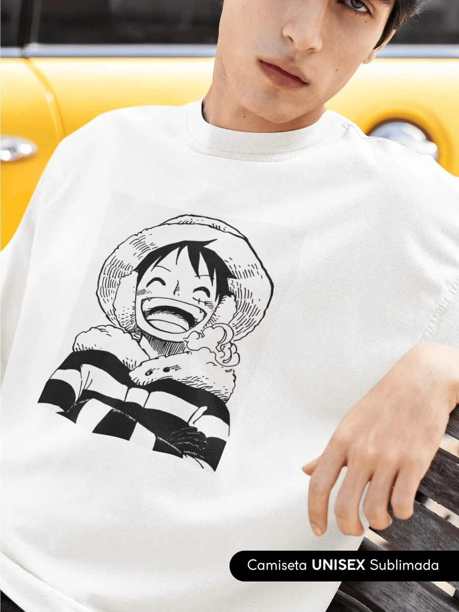 LUFFY Camiseta Unisex One Piece personaje, Ropa Anime One Piece - Blanco - Ver 1