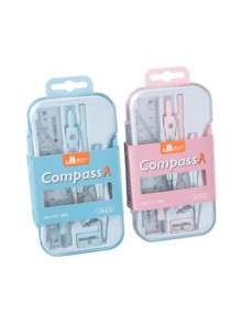 9pcs Student Drawing Tools Set, For Design Sketching, Office, Exam, PP Material, Math & Geometric Art Supplies, Including Compass, Ruler, Set Square, Protractor, Pencil Sharpener, Ideal Gift For School, Students, Back To School - Multicolor - View 7