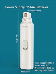 1pc Electric Pet Nail Grinder, Cats & Dogs Electric Nail Trimmer, Convenient & Portable Pet Grooming Tool, Suitable For Small To Medium Pets Such As Cats, Dogs, Squirrels, Requires 2 AAA Batteries - Multicolor - View 11