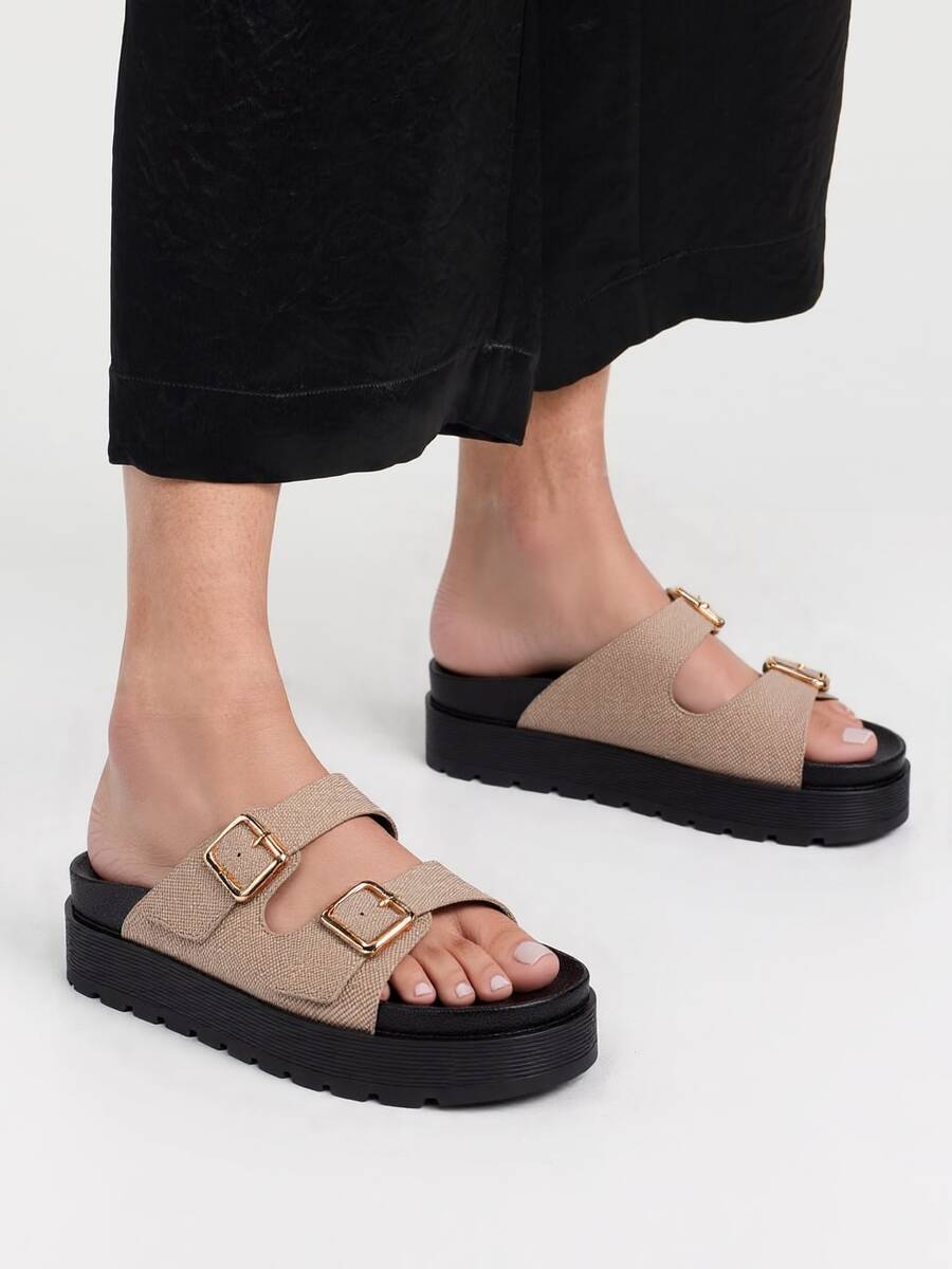 Slide Sandals - Taupe - View 1