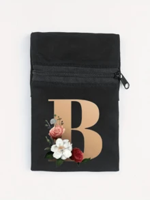 Fashionable New Floral Letter Printed Zipper Wrist Wallet - Girl's Portable Arm Phone Bag And Mini Coin Purse, Outdoor Sports Elastic Running Storage Arm Bag, Anti-Theft Key Hand Card Bag, Suitable For Sports And Travel - Multicolor - View 10