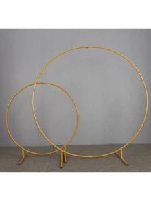 圆形气球拱门套件，4.92 英尺/5.9 英尺/6.56 英尺气球环支架，金色金属气球环，大尺寸背景框架，适用于生日、婚礼、毕业派对装饰