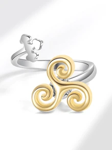 1pc Luxury Fashion Silver Zirconia Stone Spinning Fidget Ring, Anxiety Relief Stress Reducer Jewelry, Wedding Jewelry, Adjustable Everyday Wear