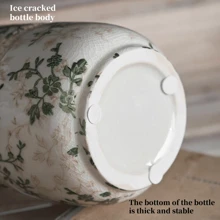 1pc Handmade Rustic Ceramic Vase, High Color Value Ins Style Fresh And Simple Scandinavian Style Compound Ditsy Flowers Ice Crackle Glazed Ceramic Vase