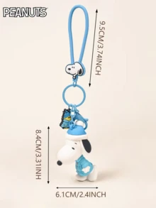 Peanuts 1件花生漫画官方授权冬季系列立体挂件钥匙扣，蓝色连衣裙，红色圣诞老人，绿色圣诞人物挂件，装饰性防污时尚可爱，可作钥匙、手机、背包装饰，必备装饰品，送礼佳品，汽车配件，包包挂饰，校园卡通哥特风Y2K万圣节配件，教师节礼物创意，包包配件，带证件夹的挂绳，汽车配件，包包挂饰，送给朋友或姐妹的礼物