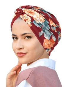1 pièce Nouveau bonnet beanie torsadé imprimé de fleurs pour femme, couvre-chef polyvalent pour chimiothérapie, voyage, turban imprimé pour femme