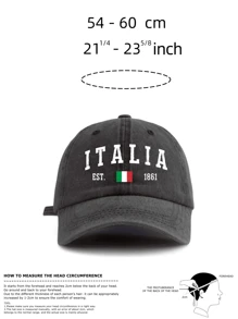 1 Stück ITALIA Muster gewaschene Baseballkappe, klassisch lässiger, stilvoller und leichter Vintagekappe mit verstellbarer Größe, weichem Schweißband, vielseitig einsetzbar, ideal für Outdoor Sport, täglichen Gebrauch, Partys, Urlaub, perfektes Geschenk für Familie und Freunde