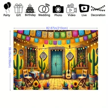 1pc Mexican Courtyard Background Fabric Banner, Suitable For Theme Party Decoration, Garden Decoration, Indoor And Outdoor Decoration, Photography Background, Wall Decoration, Living Room Decoration, Universal Theme