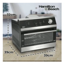 Hamilton Horno Tostador Ham.ilton Beach 31220, Con Freidor de Aire, Temporizador Digital, Apagado Automatico Negro - Tipo de Enchufe A USA (110-127V) - Ver 1