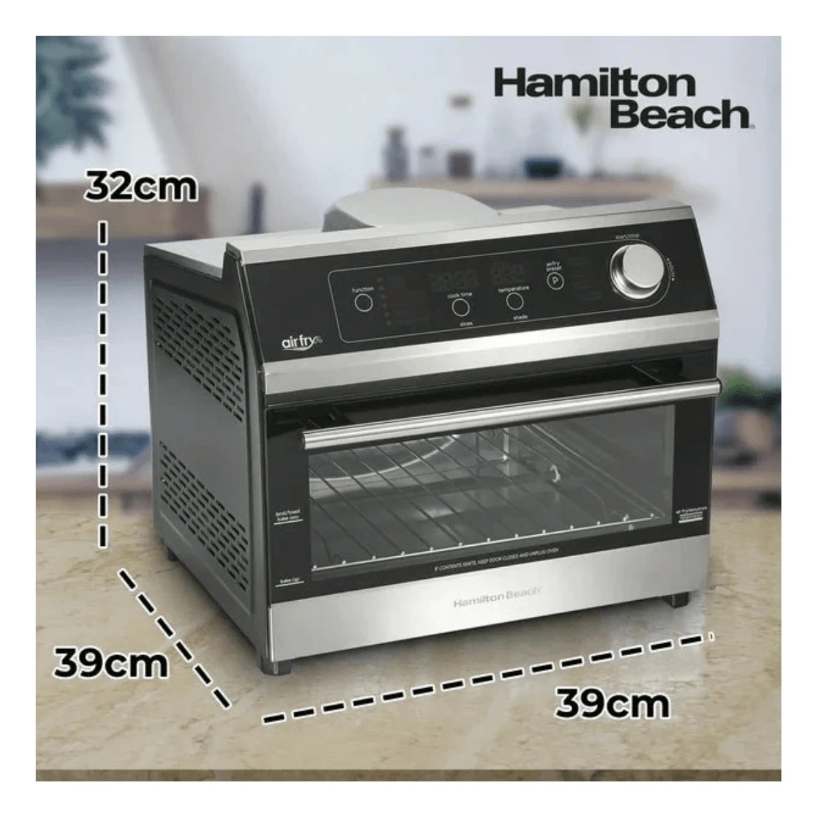 Hamilton Horno Tostador Ham.ilton Beach 31220, Con Freidor de Aire, Temporizador Digital, Apagado Automatico Negro - Tipo de Enchufe A USA (110-127V) - Ver 1