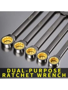 6mm-32mm 铬钒固定头棘轮扳手套装，固定头扳手，英制和公制单位组合扳手，72 齿活动头棘轮扳手，螺母修理工具，开口环形组合扳手修理手动工具，适用于汽车维修、家电制造、建筑施工