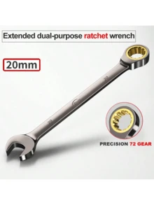 6mm-32mm 铬钒固定头棘轮扳手套装，固定头扳手，英制和公制单位组合扳手，72 齿活动头棘轮扳手，螺母修理工具，开口环形组合扳手修理手动工具，适用于汽车维修、家电制造、建筑施工