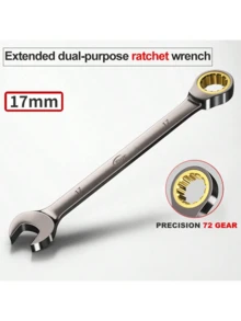 6mm-32mm 铬钒固定头棘轮扳手套装，固定头扳手，英制和公制单位组合扳手，72 齿活动头棘轮扳手，螺母修理工具，开口环形组合扳手修理手动工具，适用于汽车维修、家电制造、建筑施工