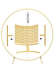 圆形气球拱门套件，4.92 英尺/5.9 英尺/6.56 英尺气球环支架，金色金属气球环，大尺寸背景框架，适用于生日、婚礼、毕业派对装饰