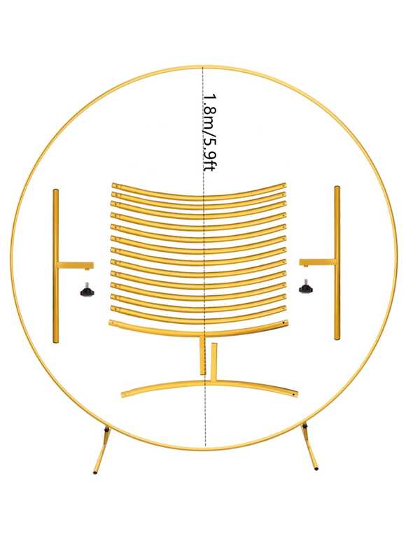 Round Balloon Arch Kit, 4.92ft/5.9ft/6.56ft Balloon Hoop Stands, Gold Metal Balloon Rings, Large Size Backdrop Frame, Suitable For Birthday, Wedding, Graduation Party Decoration