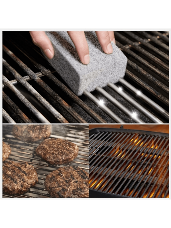 Ladrillos limpiadoras de parrilla de uso intensivo: Raspadores resistentes al calor y antideslizantes para eliminar grasa y residuos: Ideal para barbacoas, campamentos, picnics y mantenimiento del patio trasero, mantenimiento de barbacoa | Limpiador de parrilla portátil | Cerdas resistentes al calor, accesorios para parrilla al aire libre