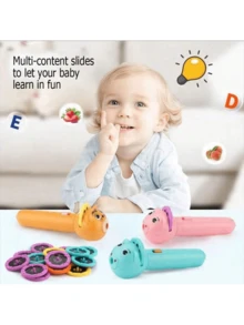 1 件儿童投影手电筒玩具，带投影和照明功能，适合幼儿的益智学习玩具，适合男孩女孩的礼物 - 彩色 - 查看 3