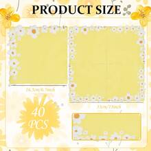 20pcs/40pcs Yellow-Themed Daisy Pattern Party Napkins, 6.5inch Disposable Paper Napkins Suitable For Birthday, Everyday Gathering, Picnic, Anniversary, Theme Party And Various Festivals, Events And Party Supplies
