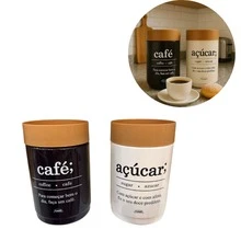 Kit 2 Potes Empilháveis Porta Café e Açúcar Alimentos Cozinha
