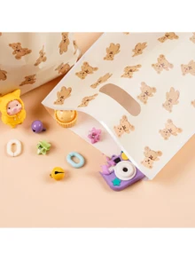 30 件卡通可爱泰迪熊礼品袋，塑料礼品手提袋，简约风格泰迪熊主题设计，适用于婚礼、生日派对用品、结婚礼物、礼品分发袋和廉价物品 - Yellow Bear - 查看 6