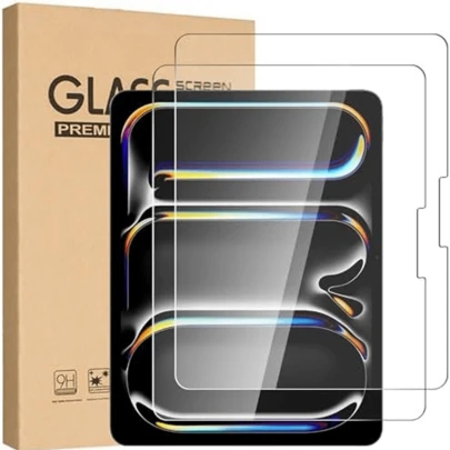 2片装高清钢化玻璃屏幕保护膜，兼容iPad/iPad Air/iPad Pro/iPad Mini/1/2/3/4/5/6/7/8/9/10/11/第四代/8.3英寸/9.7英寸/10.2英寸/10.5英寸/10.9英寸/11英寸/12.9英寸/13英寸/2018/2025/2022/iPad Air 2024/iPad Pro 2024/M2/M3/M4，iPad系列必备透明屏幕保护膜