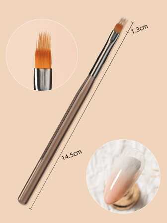 1pc Japanese Brown Series Nail Art Brush, Dual-Headed Liner Brush, Nail Builder, Gel Paint Drawing Brush, Ombre Brush, Suitable For Nail Salons Or Home Use