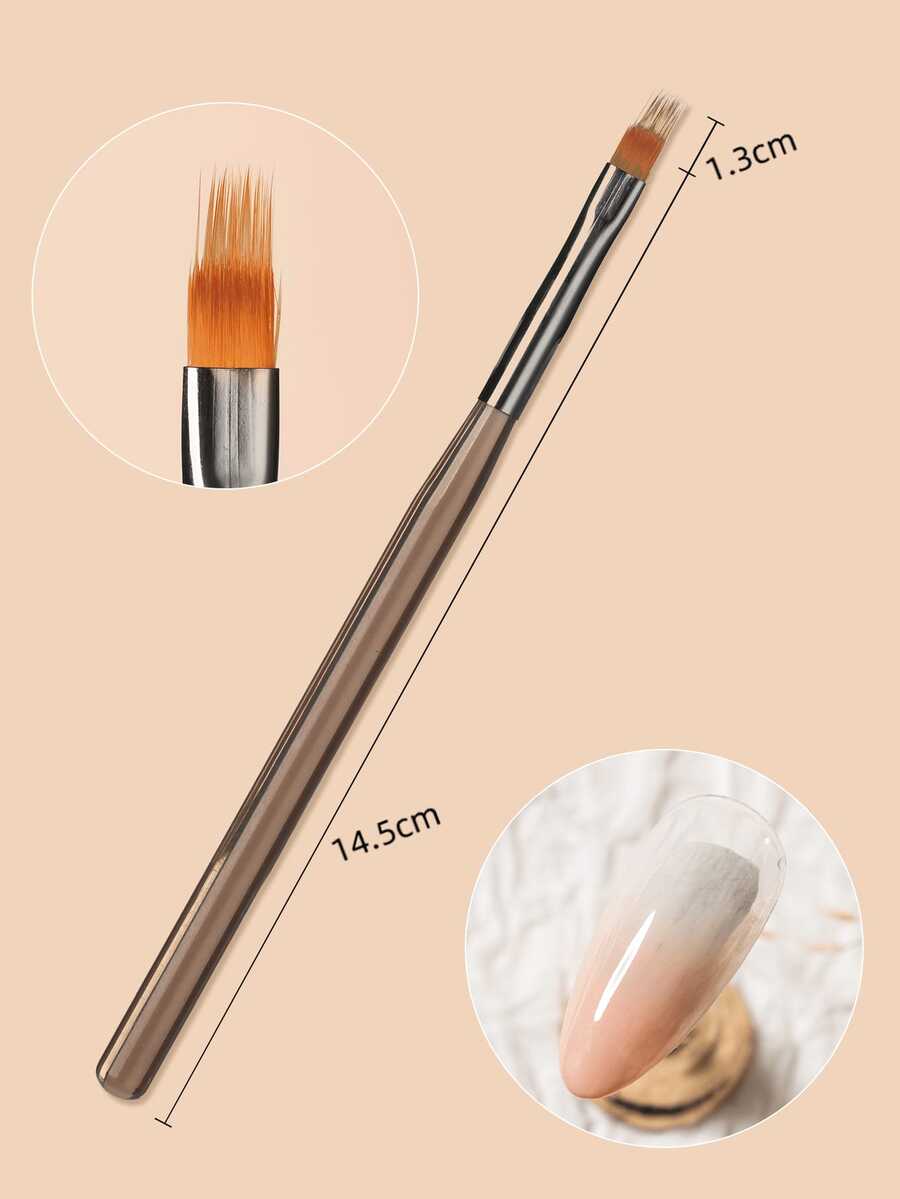 1pc Japanese Brown Series Nail Art Brush, Dual-Headed Liner Brush, Nail Builder, Gel Paint Drawing Brush, Ombre Brush, Suitable For Nail Salons Or Home Use - Brown - View 1