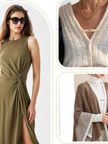 Yanxyad Vintage Sweter Kardigan Kołnierz Spinki Broszka Dla Kobiet, Spinki Do Talii, Spinki Do Koszuli, Srebrny Złoty i Czarny Wzór Kwiatowy Spinka Do Swetra Szal - Spinka Do Talii Spinka Do Tyłu Szal Spinka Do Kołnierza Kardiganu Do Zaciskania Talii Spodnie Do Sukienek Broszka Do Ubrań i Prezentów