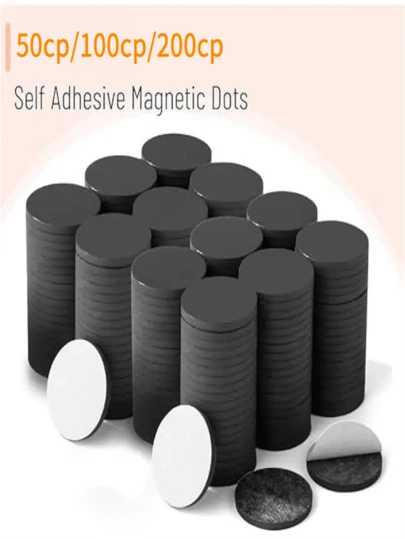 50/100/200pcs Round Magnets With Self-Adhesive Backing, Suitable For Refrigerator And Blackboard, Strong Magnetic Discs