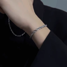 女士不銹鋼手鍊，鍍18K金炸麵圈簡約時尚手鍊