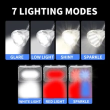 Linterna frontal para campamento al aire libre con batería incorporada, luz balanceada, reflector, luz blanca/amarilla, larga duración de la batería, luz brillante para pesca nocturna, campamento, supervivencia