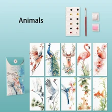 10 ورقة/طقم مجموعة دليل كتاب بورق مائي DIY لوحة مائية, دفتر مائي محمول, علامة كتاب مصنوعة يدويًا, ورق تلوين ملائم كهدايا الأعياد, عودة إلى المدرسة, لوازم مدرسية