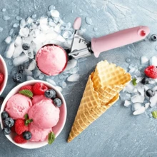 1 pieza Cuchara para helado con aro - Reutilizable, lavable para fiestas, bodas y postres en el hogar - Boleador de melón y raspador de masa moderno, herramienta esencial de cocina - Multicolor - Ver 5