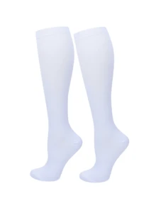 3 Pairs Unisex Compression Socks For Running & Cycling - Breathable Calf Support Socks With Graduated Pressure, Solid Color Athletic Design For Men & Women (15-20mmHg Equivalent)