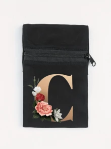 Fashionable New Floral Letter Printed Zipper Wrist Wallet - Girl's Portable Arm Phone Bag And Mini Coin Purse, Outdoor Sports Elastic Running Storage Arm Bag, Anti-Theft Key Hand Card Bag, Suitable For Sports And Travel - Multicolor - View 14