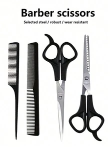 Bộ 4 dụng cụ cắt tóc Lược + Kéo Dụng cụ làm tóc Thuốc nhuộm tóc Dầu nướng Bộ lược làm tóc Dụng cụ kéo Đồ dùng làm tóc Tạp dề cắt tóc Lược chải râu Đồ dùng làm tóc - Nhiều màu - Xem 2