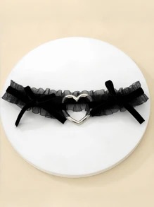 Giarrettiere in pizzo stile Lolita, cintura per la gamba, anello per la gamba con fiocco a croce e cuore stile punk goth, catena elastica per cosce, biancheria intima e accessori per il costume cosplay per donne