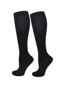 3 Pairs Unisex Compression Socks For Running & Cycling - Breathable Calf Support Socks With Graduated Pressure, Solid Color Athletic Design For Men & Women (15-20mmHg Equivalent)