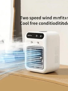 1 Portable Air Conditioner Fan Humidifier Diffuser, Mini Evaporative Air Cooler, Office Humidifier Cooling, Bladeless Desk Fan, With Rechargeable 1800mAh Battery, Misting Cooling Device, Air Conditioner Fan, Suitable For Home And Office