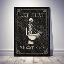 1 Piece Of Canvas Poster Interesting Skull, Canvas Print Bathroom Decoration, Retro Skull Poster, Home Decoration, Home Decoration Canvas Art Painting, Pattern Wall Art Decoration, Wall Decoration, Waterproof Painting, Printed Artwork Gifts Birthday Graduation Halloween Decor Fall Decor