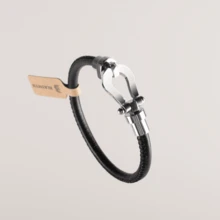 BLKSMTH 女士真皮手链，时尚礼品手链，黑色 - 石墨黑 - 查看 7