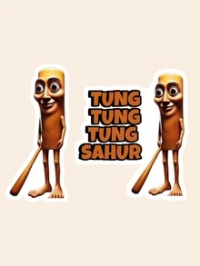 1pc Tung Tung Tung Sahur (Italian Brainrot) Sticker.Funny Sticker,Vinyl Sticker For Water Bottle Sticker,Kindle Sticker,Phone Sticker,Book Stickers - Multicolor - View 1