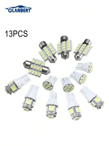 GLANBERT 13pcs/Set LED Lights White T10 Car Interior Light Bulb Reading Light 31mm Map Dome License Lamp