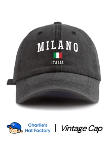 1 Stück ITALIA Muster gewaschene Baseballkappe, klassisch lässiger, stilvoller und leichter Vintagekappe mit verstellbarer Größe, weichem Schweißband, vielseitig einsetzbar, ideal für Outdoor Sport, täglichen Gebrauch, Partys, Urlaub, perfektes Geschenk für Familie und Freunde