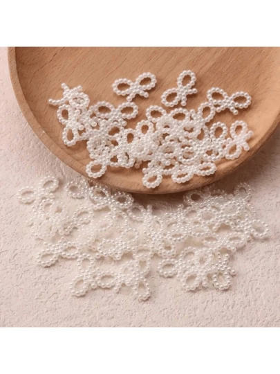 25/50/100/150 Pieces Bow, Ivory Artificial Pearls Hair Bow Decoration For DIY Wedding Hair Decoration Daily Decoration, DIY Material Hair Clip Jewelry DIY Handmade Products Supply